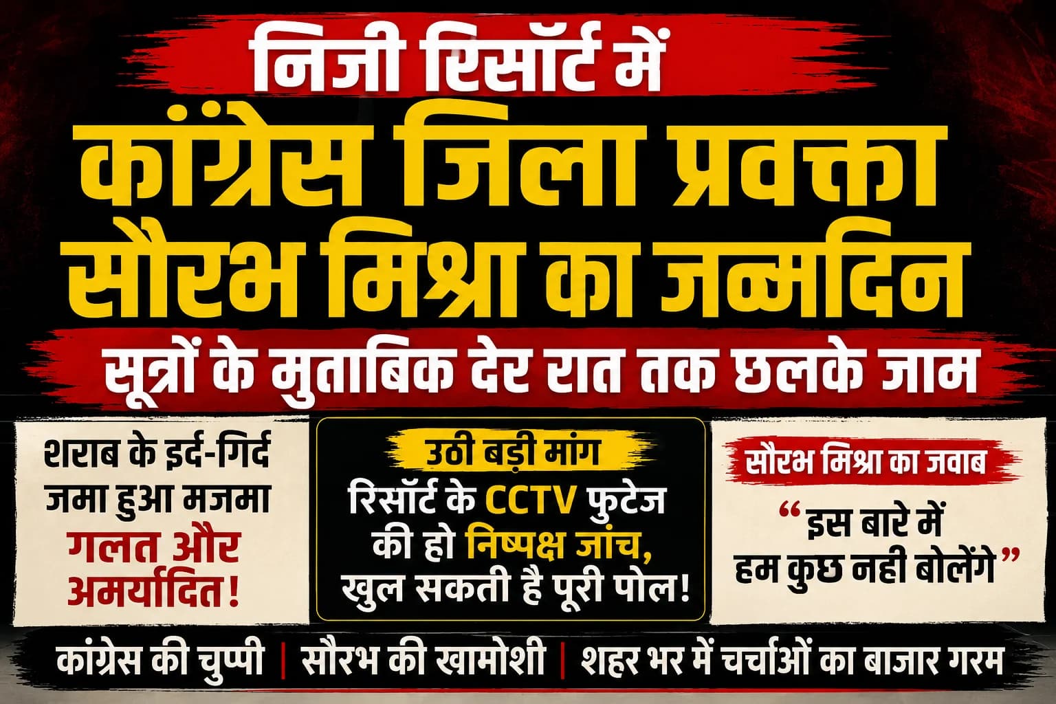 जन्मदिन की पार्टी में शराब परोसने के आरोप से उठे सवाल, आबकारी नियमों के पालन और CCTV जांच की मांग तेज